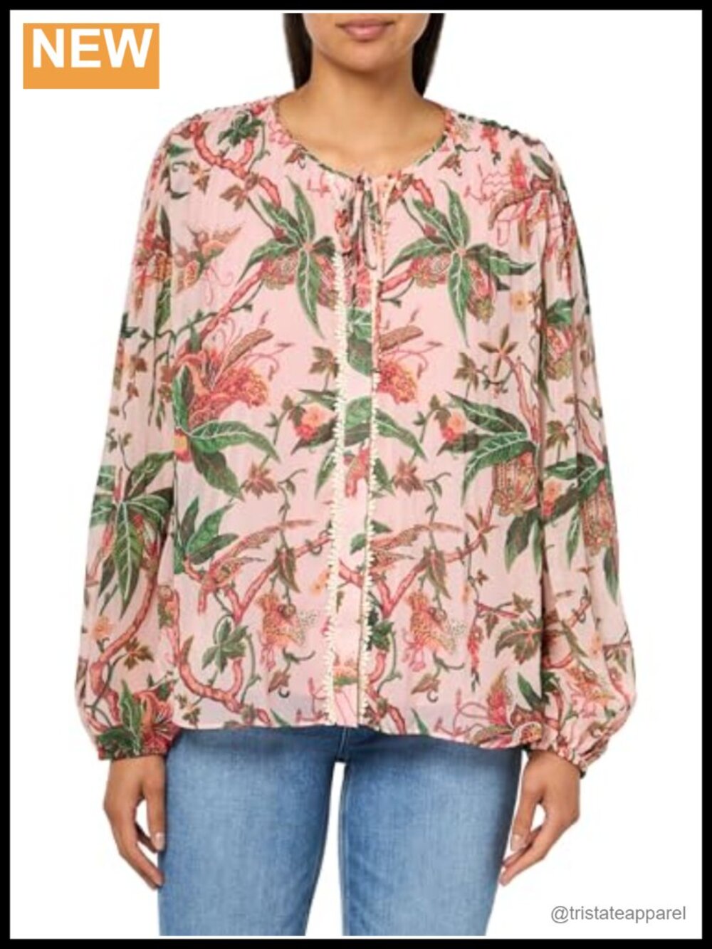 Kobi Halperin Plisse Long Sleeve Blouse Floral